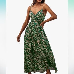 Women’s floral print twist front maxi dress from Cupshe. Pink and green. Size M